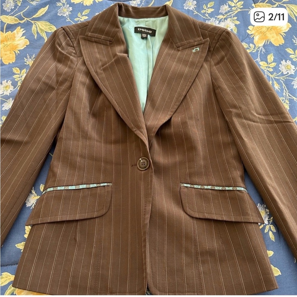 Bebe Brown Pinstripe Blazer